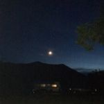 moon setting view over Lewis and Clark Caverns Campground, Montana